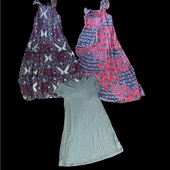 art class Other - Girls lot 3 dresses Art Class scarf maxi knit tee dress M 7/8 red green purple